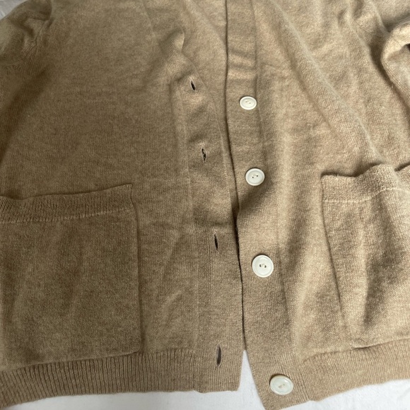 J Crew 100% cashmere tan sweater “Cashmere patch-pocket cardigan sweater” - Picture 4 of 5